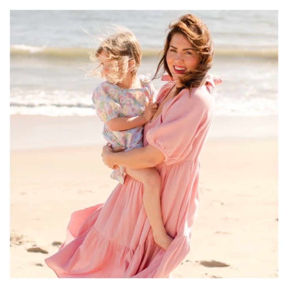 NWT Joe Fresh X Jillian Harris | Large | Pink Muslin midi dress with tie back